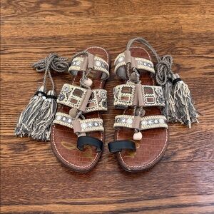 Sam Edelman Beaded Sandals - Brown and Black